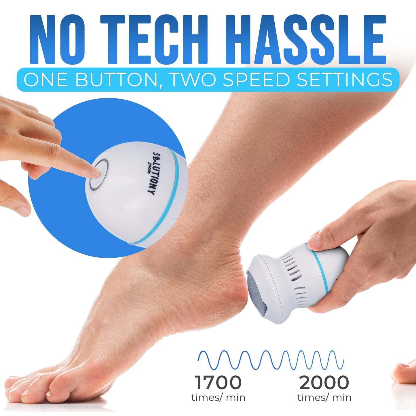 Electric Foot Callus Remover - Usb-Rechargeable Electric Callus Remover for Feet with Built-In Vacuum Removes Dead Skin from Feet, Portable Electric Foot File, White