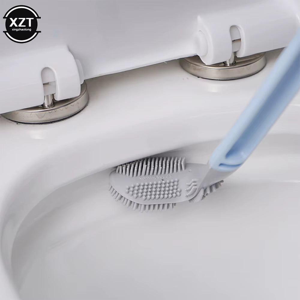 Non-Slip Long Handle Silicone Toilet Brush Toilet Cleaning Brush Toilet Cleaning Brush Bendable Silicone TPR Brush Head Bathroom