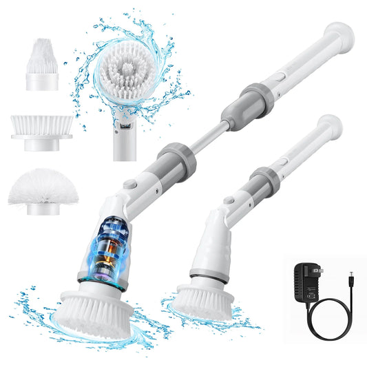 Electric Spin Scrubber, Cordless Adjustable Angle 90/120/180 with 3 Cleaning Brush Heads