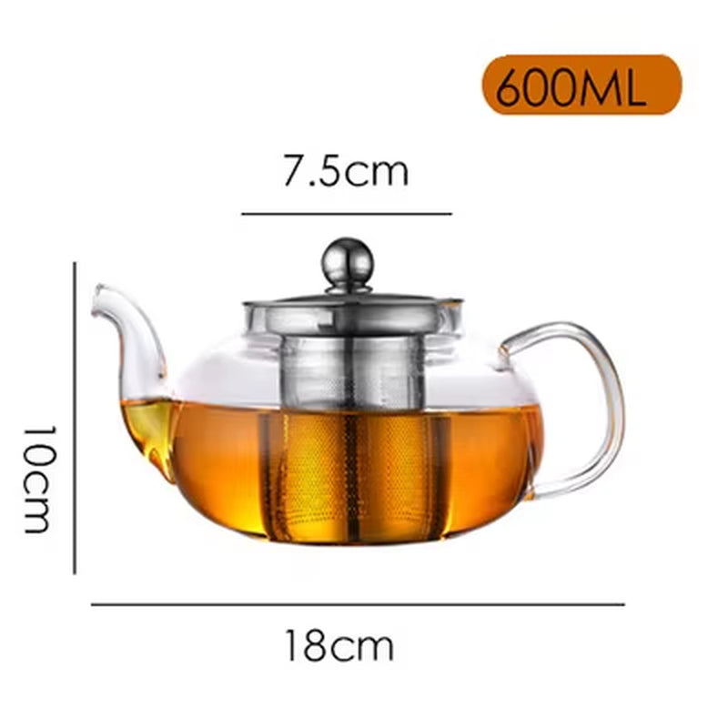 High Quality Teapot Heat Resistant Glass Pot Flower Tea Set Kettle Coffee Tea Pot Drinkware Set Stainless Steel Strainer Tea Pot