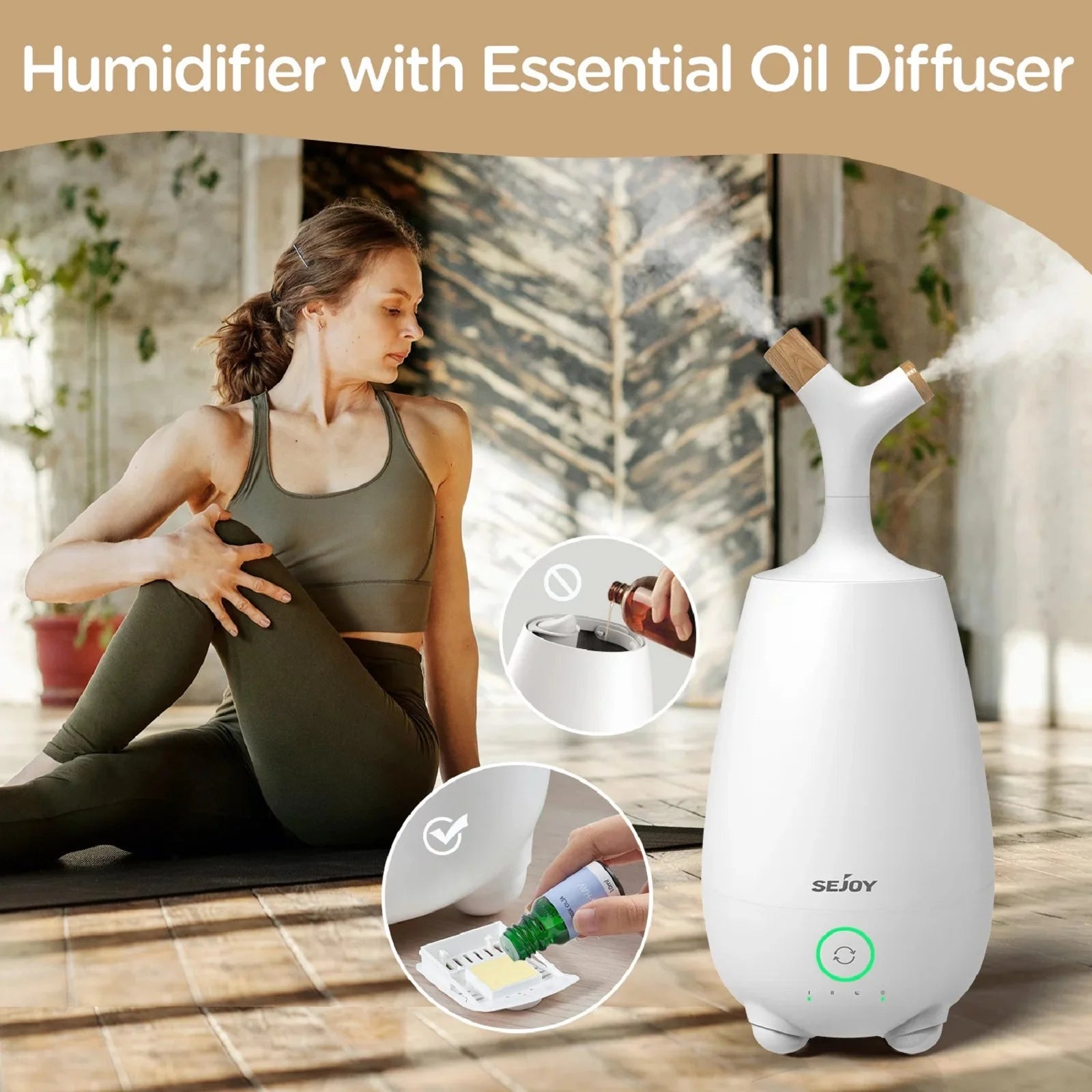 Ultrasonic Humidifier for Home, 5L Large Capacity, Cool Mist, Remote Control, Auto Shut-Off, White