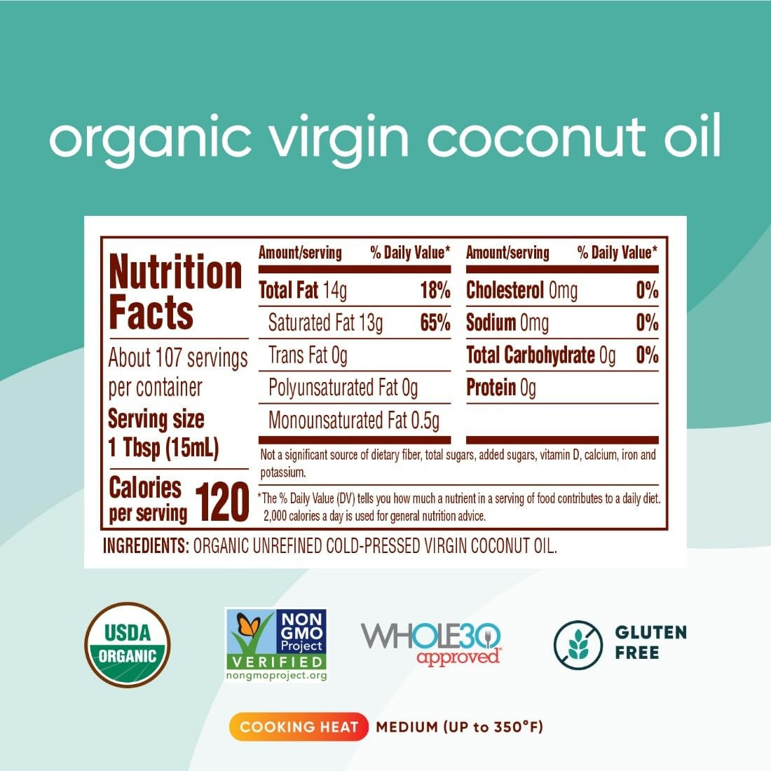 , Organic Coconut Oil, 54 Fl Oz