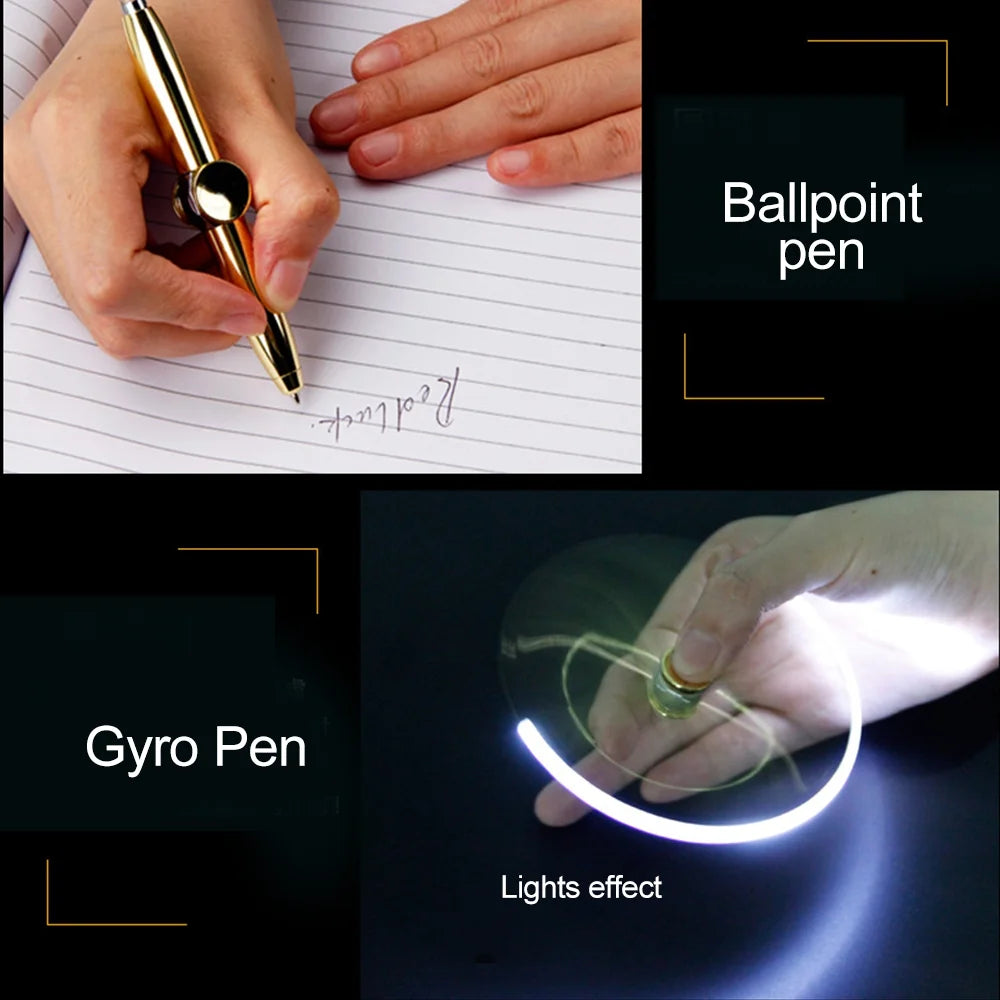 Fidget Pen Spinner Pen with LED Light Multi Functional Help Stress Reducer Help Thinking Ballpoint Pen