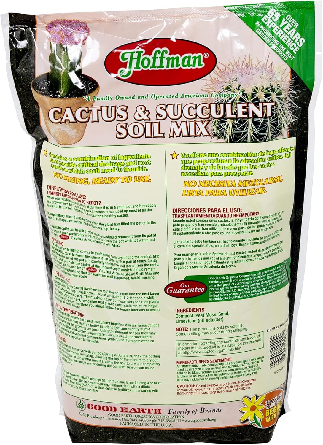 10404 Organic Cactus and Succulent Soil Mix, 4 Quarts, Brown/A