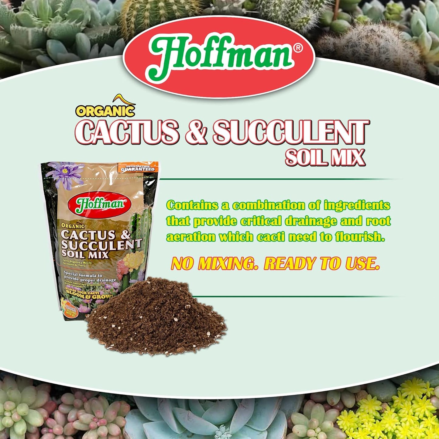 10404 Organic Cactus and Succulent Soil Mix, 4 Quarts, Brown/A