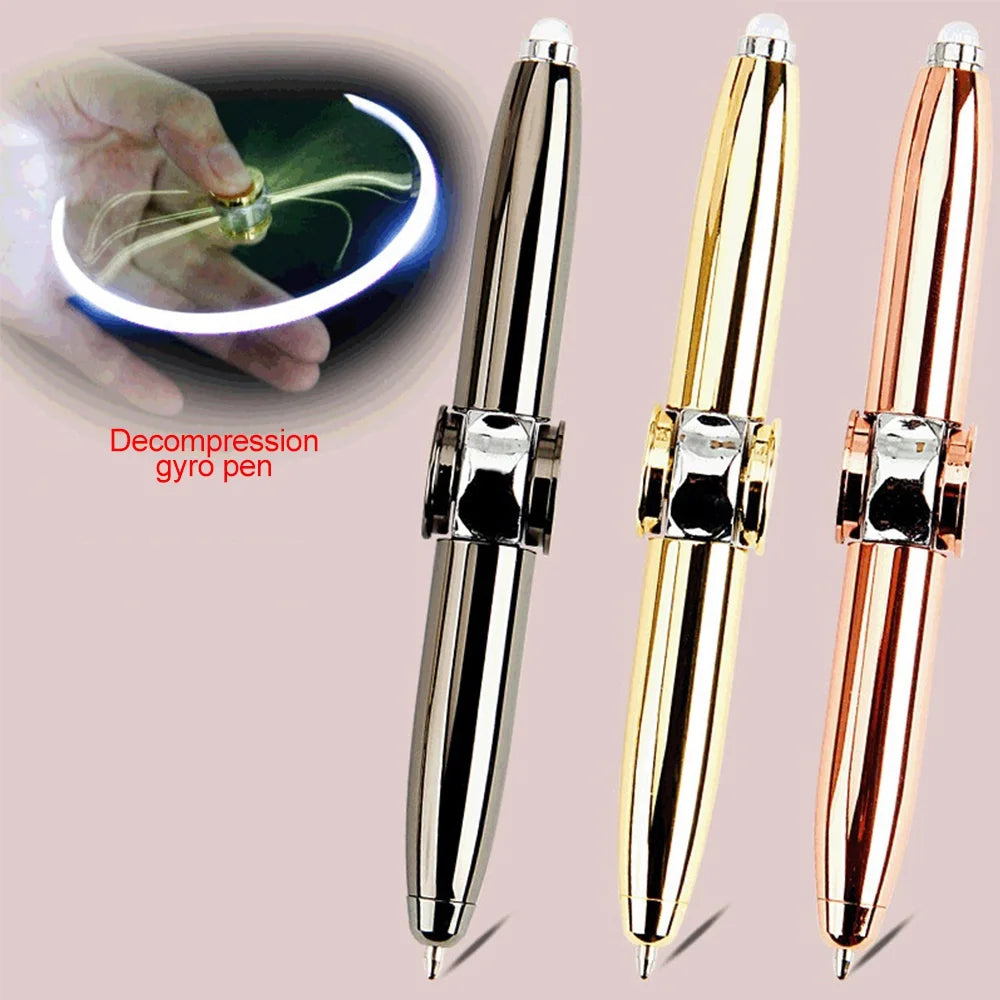 Fidget Pen Spinner Pen with LED Light Multi Functional Help Stress Reducer Help Thinking Ballpoint Pen