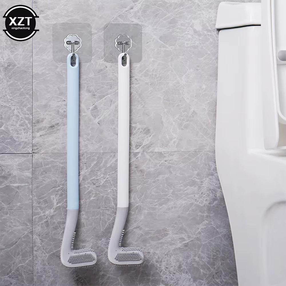 Non-Slip Long Handle Silicone Toilet Brush Toilet Cleaning Brush Toilet Cleaning Brush Bendable Silicone TPR Brush Head Bathroom