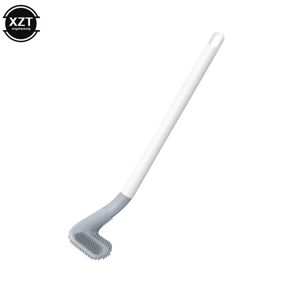 Non-Slip Long Handle Silicone Toilet Brush Toilet Cleaning Brush Toilet Cleaning Brush Bendable Silicone TPR Brush Head Bathroom