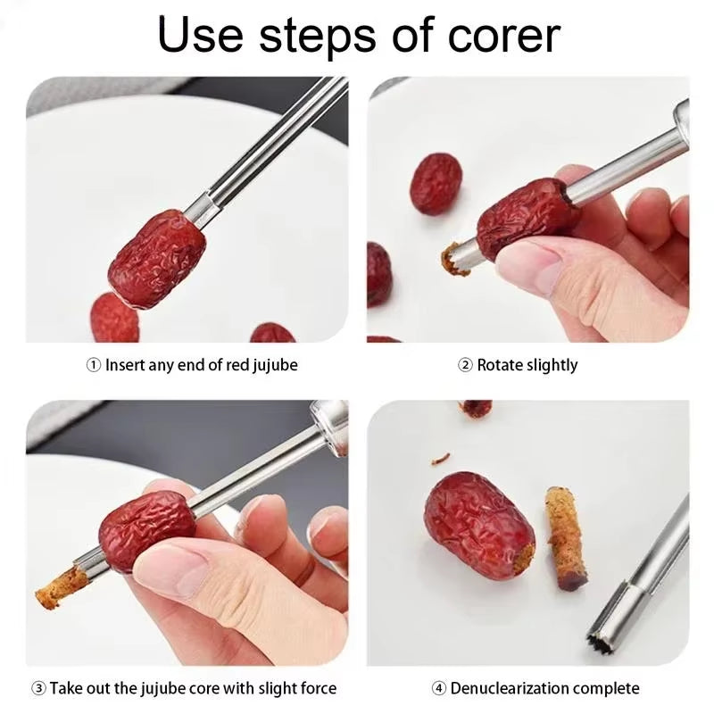 Stainless Steel Fruit Corer Apple Seed Remover Home Vegetable Tool for Red Dates Pear Hawthorn Cool Gadgets Kitchen Accessories