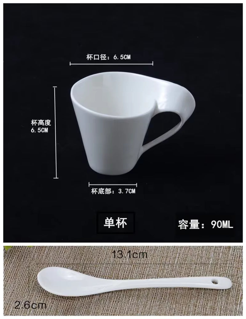 Creative Wavy Ceramic Fancy Coffee Cup and Saucer Set European Small Luxury Couple 90Ml/130Ml/200Ml300Ml Coffee Cup