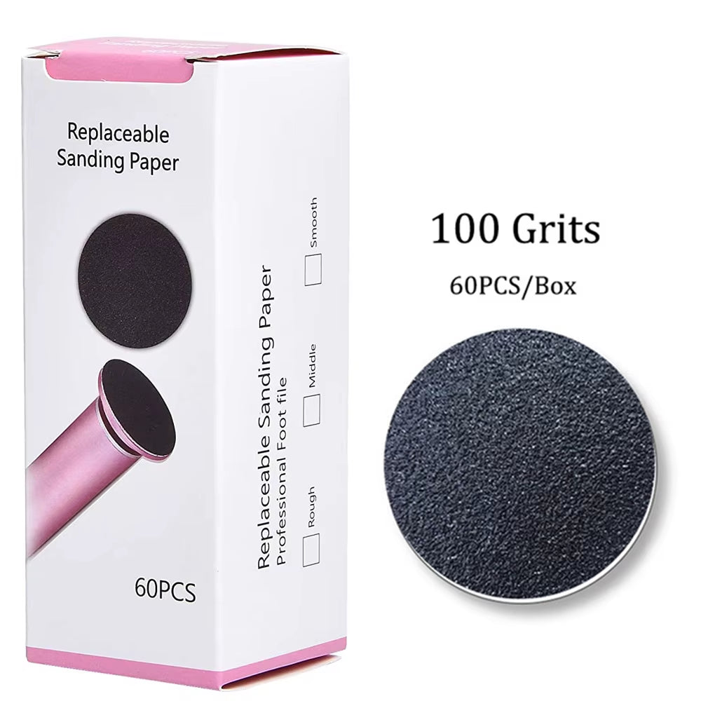 60 Pieces Replacement Sandpaper Disk Sanding Paper Accessory for Electric Foot Callus Remover Tool Pedicure Foot File 60Pcs/Box