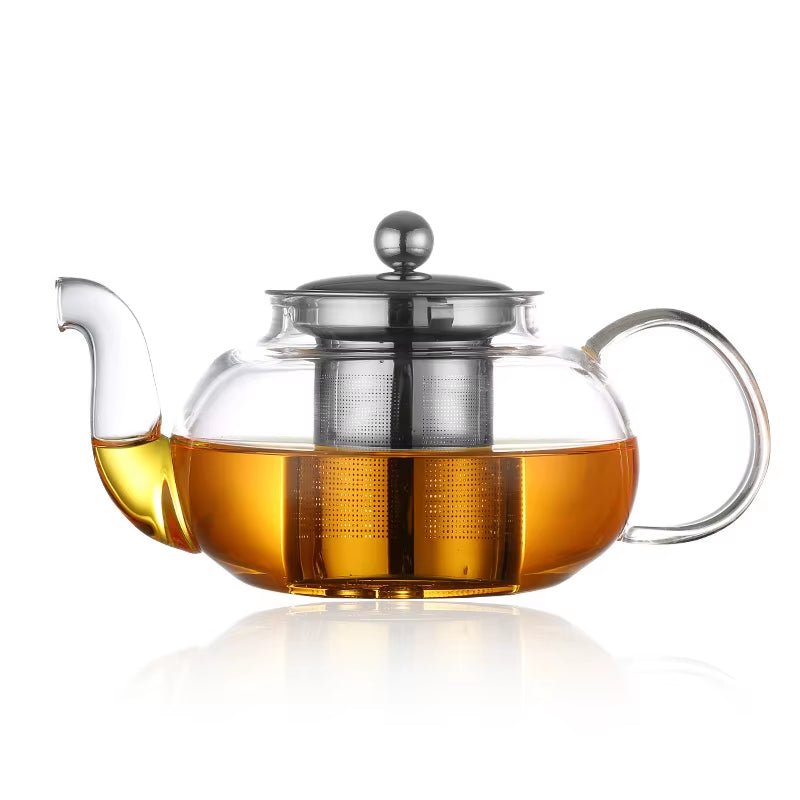 High Quality Teapot Heat Resistant Glass Pot Flower Tea Set Kettle Coffee Tea Pot Drinkware Set Stainless Steel Strainer Tea Pot