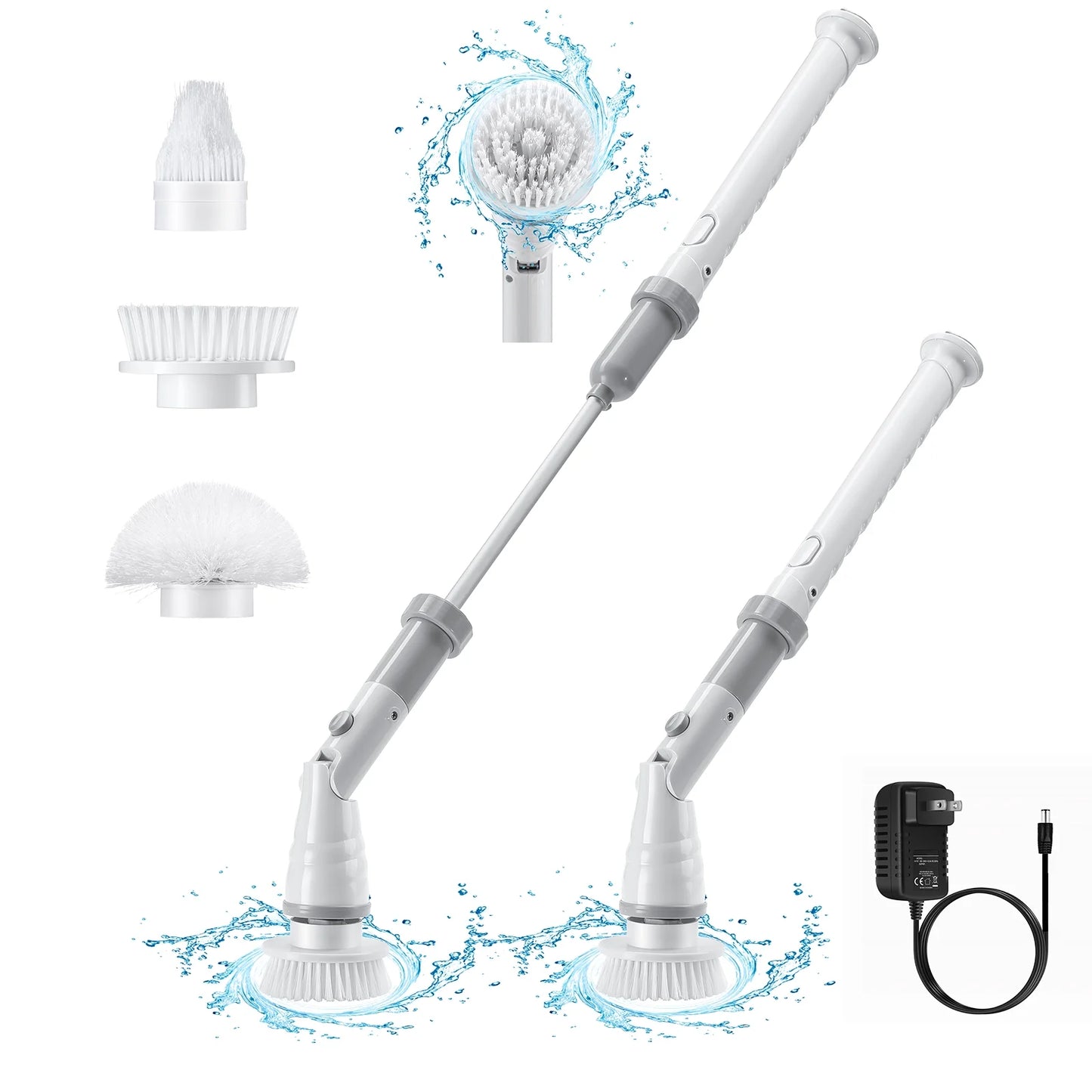 Electric Spin Scrubber, Cordless Adjustable Angle 90/120/180 with 3 Cleaning Brush Heads