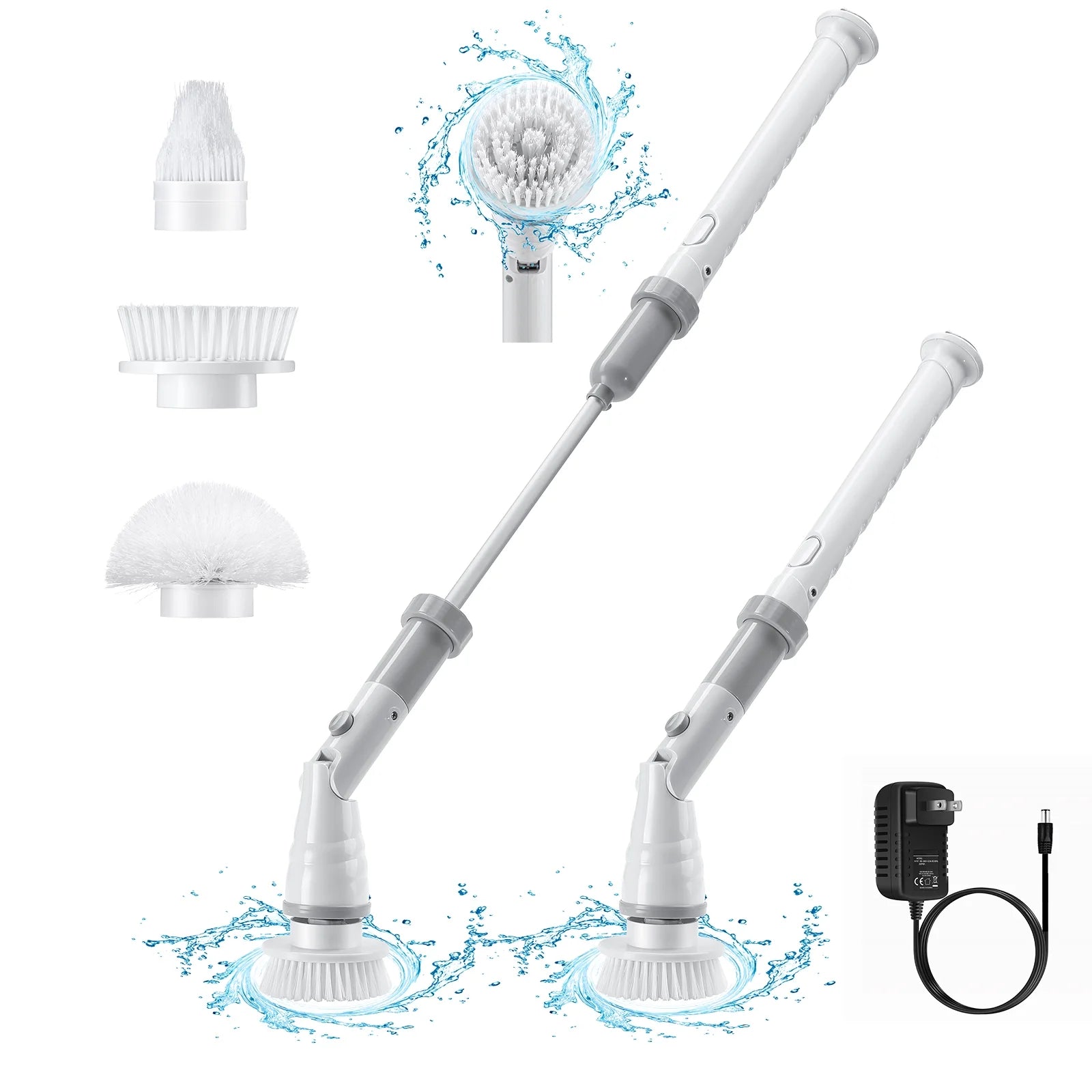 Electric Spin Scrubber, Cordless Adjustable Angle 90/120/180 with 3 Cleaning Brush Heads