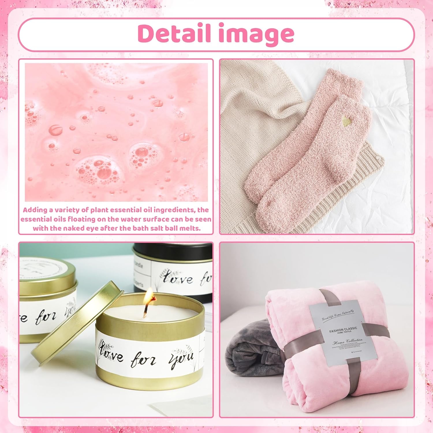 Thinking of You Gifts - Get Well Soon Gifts for Her Self Care Package with Flannel Blanket Bath Loofah Relaxing Spa Gift Box Basket for Mom Sister Best Friends