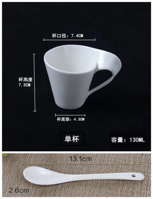 Creative Wavy Ceramic Fancy Coffee Cup and Saucer Set European Small Luxury Couple 90Ml/130Ml/200Ml300Ml Coffee Cup