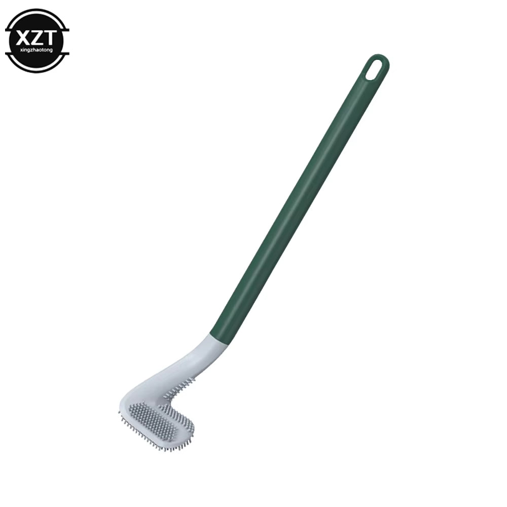 Non-Slip Long Handle Silicone Toilet Brush Toilet Cleaning Brush Toilet Cleaning Brush Bendable Silicone TPR Brush Head Bathroom